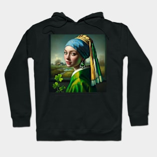 St. Paddy's Pearl: Girl with a Pearl Earring St. Patrick's Day Celebration Hoodie